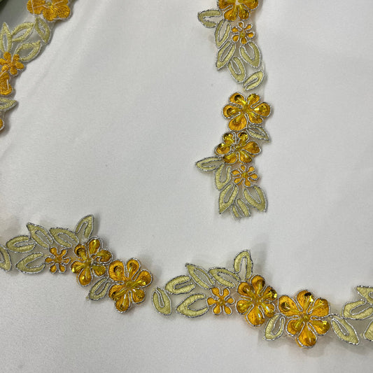 Beaded & Corded Lace Trimming Embroidered on 100% Polyester Net | Lace USA - 96277W-BP